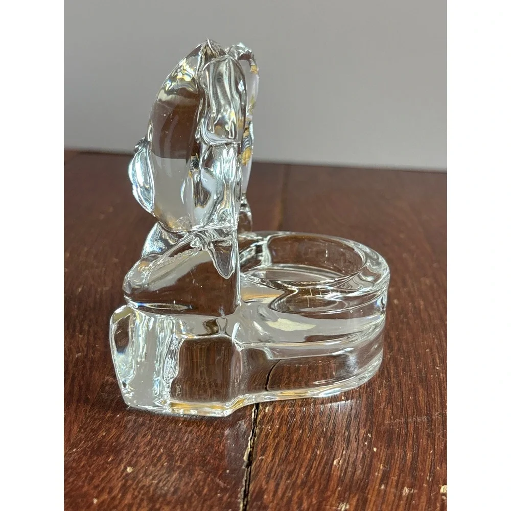 PartyLite Clear Glass Teddy Bear Tea Light Votive Candle Holder Vintage P0425